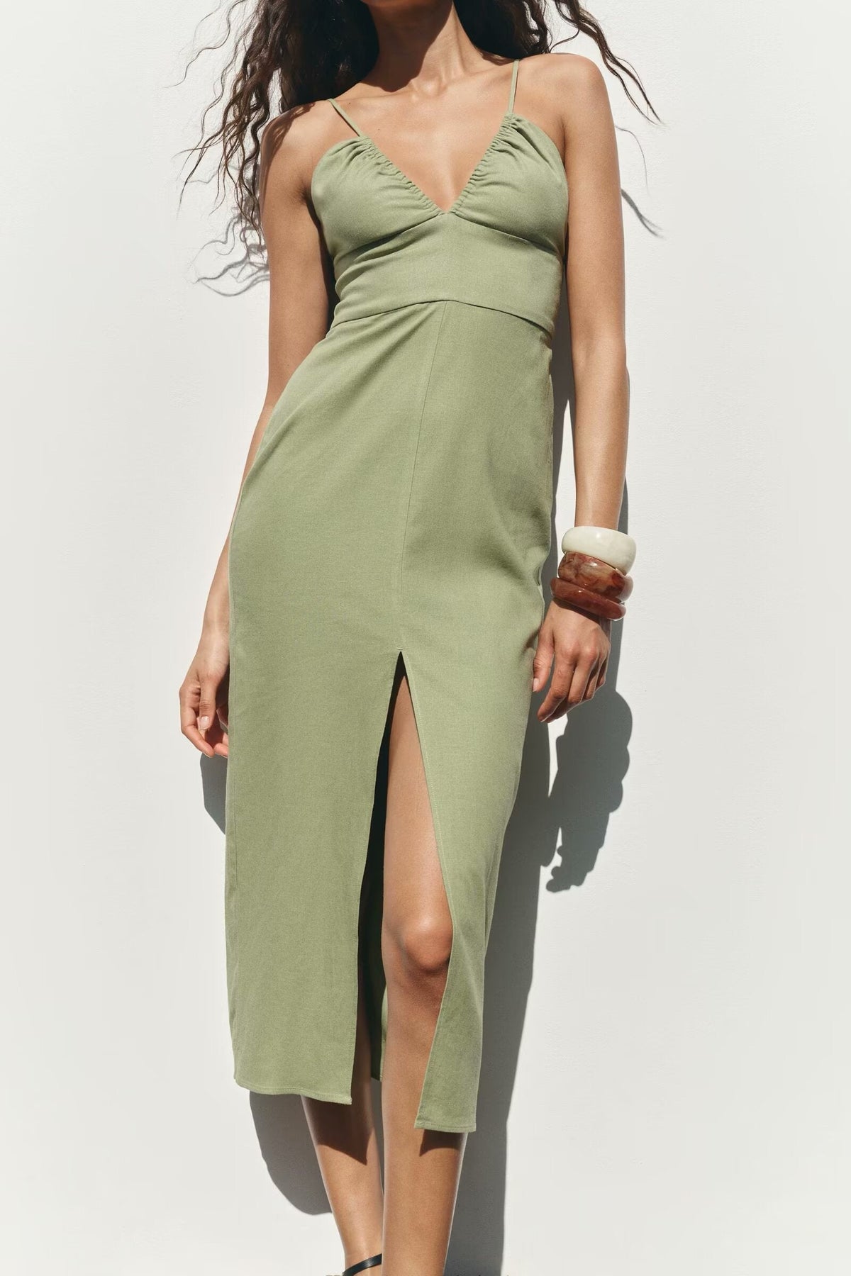 Linen Midi Slip Dress