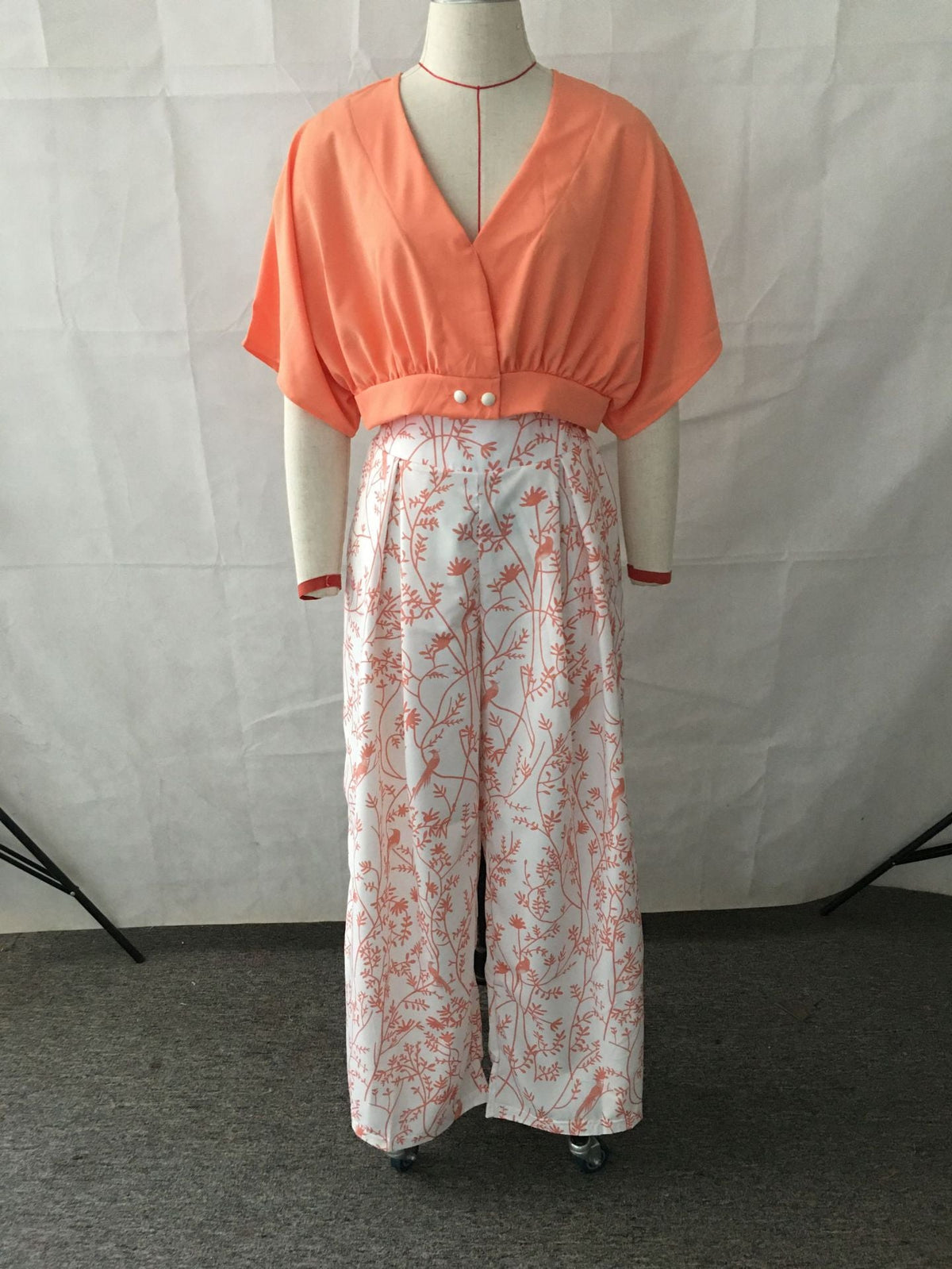 V-Neck Blazer & Wide-Leg Pants Set