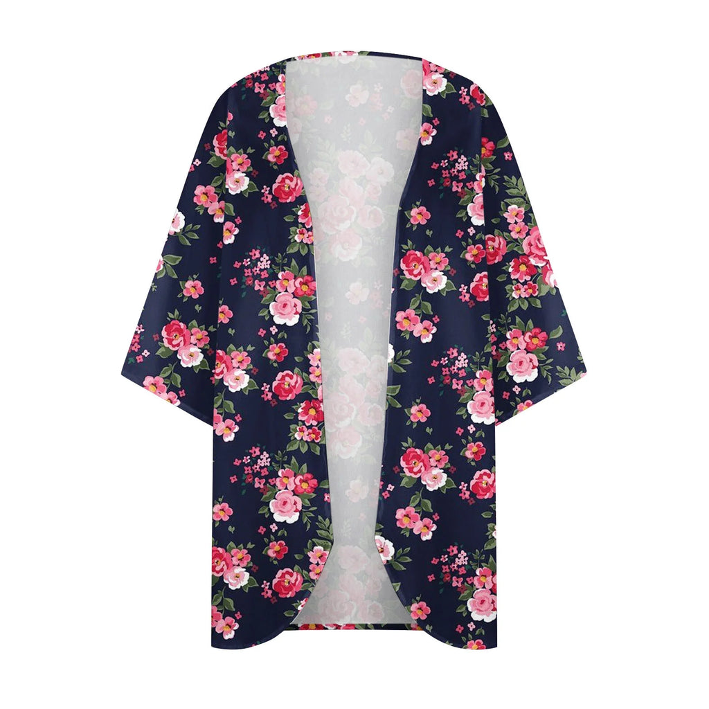 Dyegold Women'S and Women'S plus Pink Floral Sheer Chiffon Swimwear Coverup, Size L